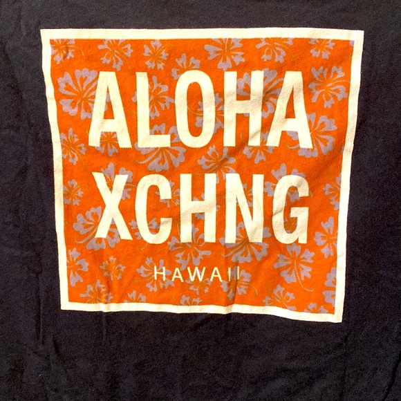 Aloha Xchng Womens 90s Hibiscus Box Logo Black Short Sleeve Crew Neck T-Shirt XL - Picture 9 of 9